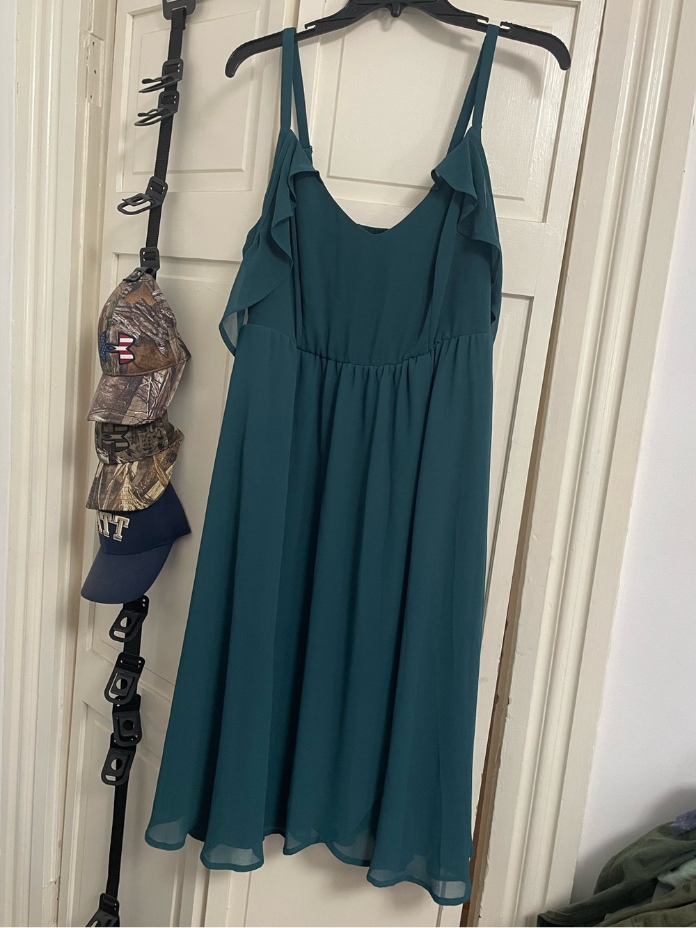 Teal Ruffle Strap Summer Dress - Women